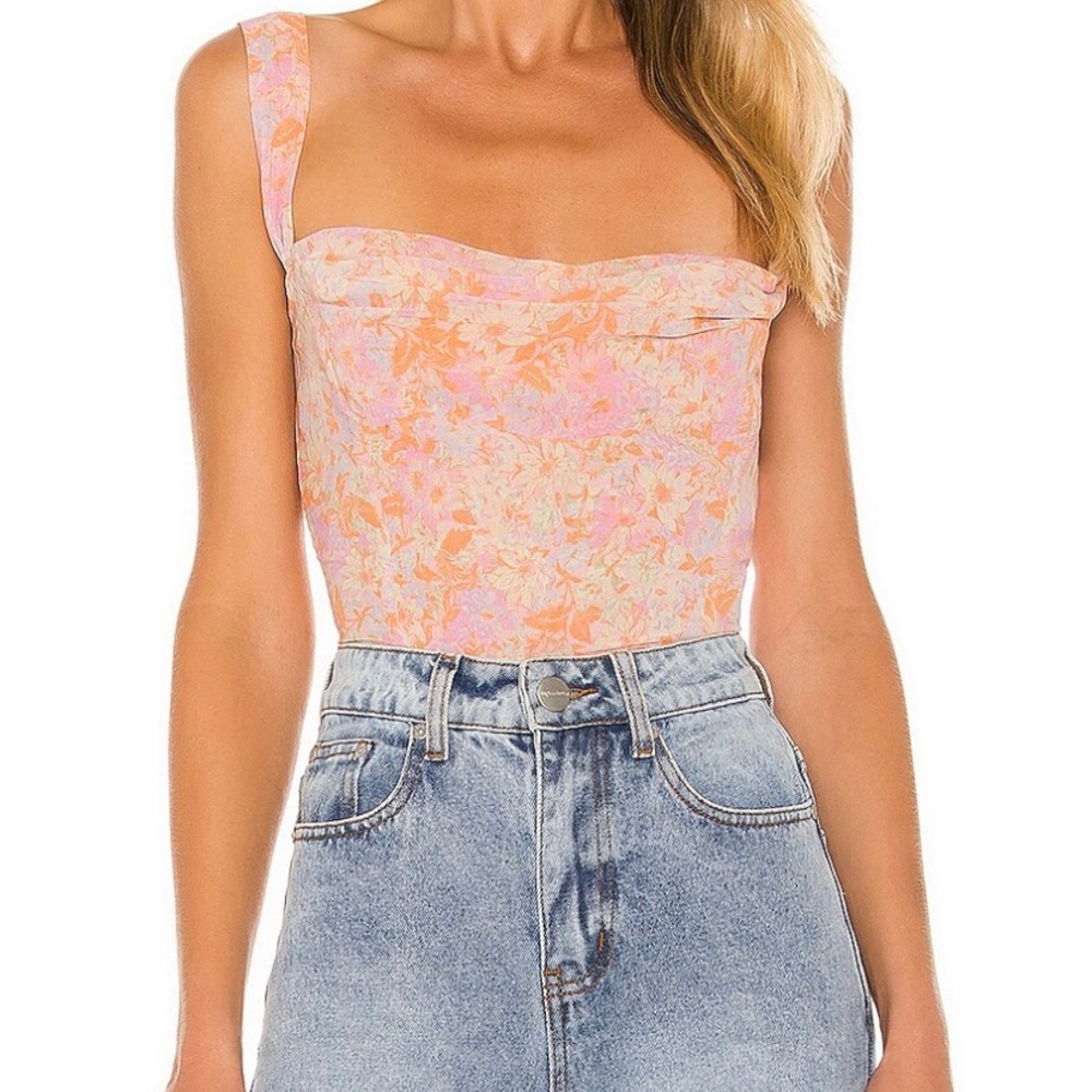 Free People Pink & Peach Floral Crop Top